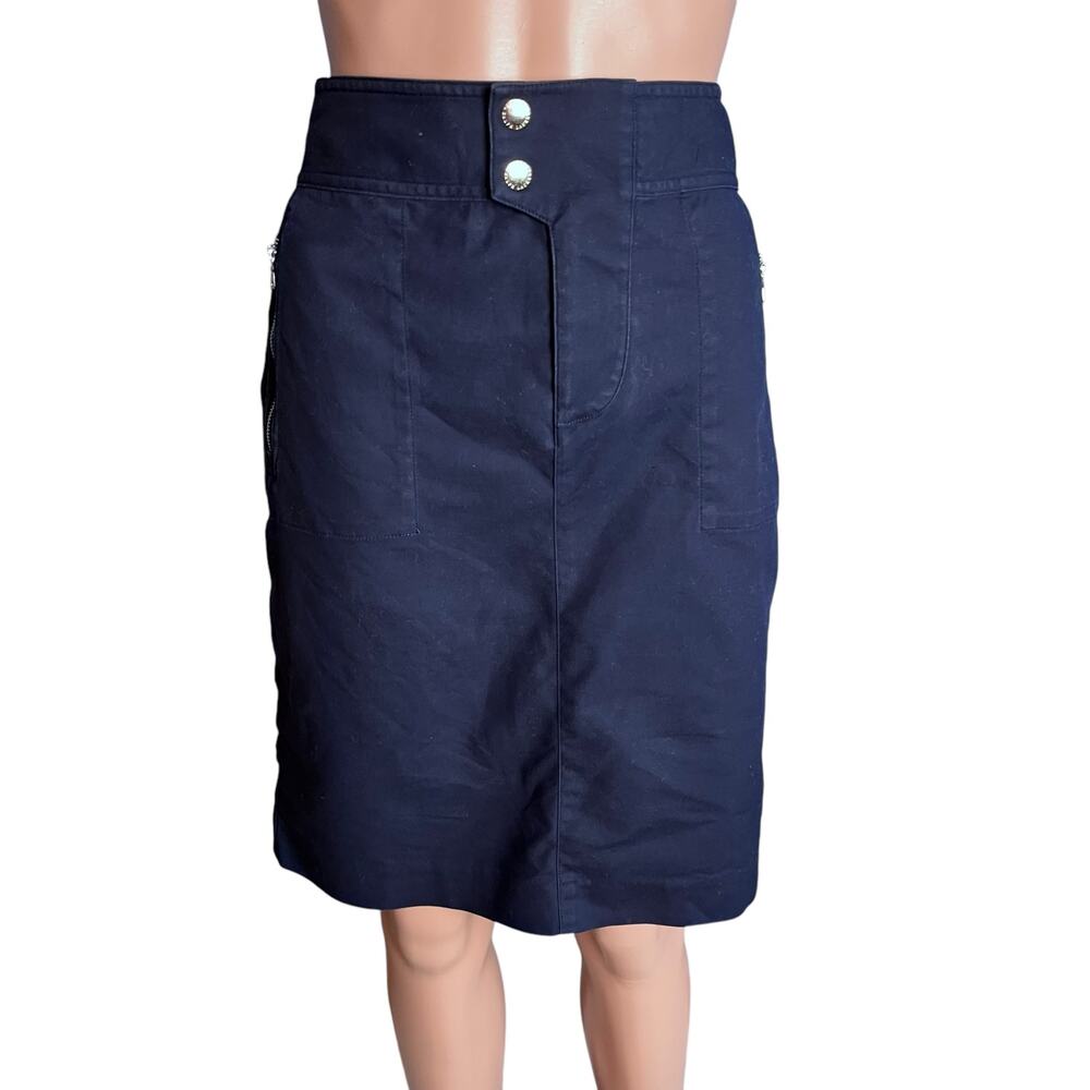 Lauren Ralph Lauren Chino Laced Waistband Pencil Skirt 10 Zipper Pocket Preppy